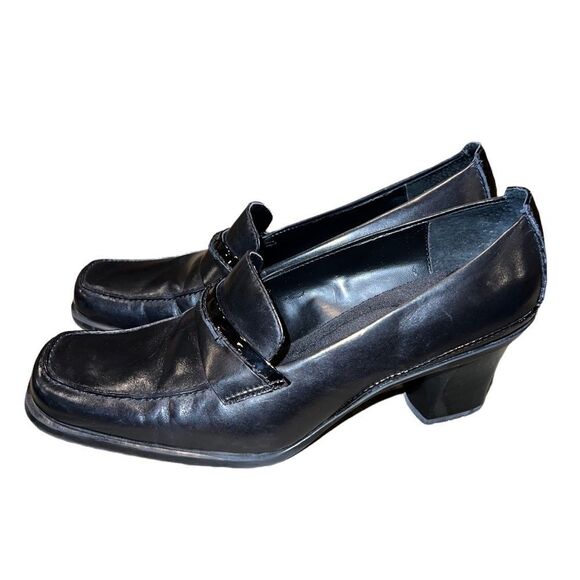 Liz Claiborne flex black leather square toe Keegan pumps size 8.5 - Picture 3 of 11